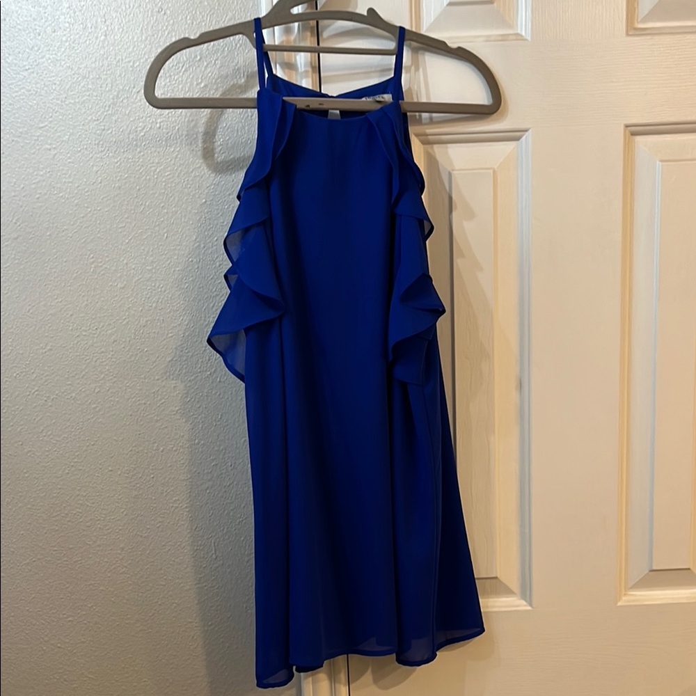 Blue Ruffle Sleeveless top